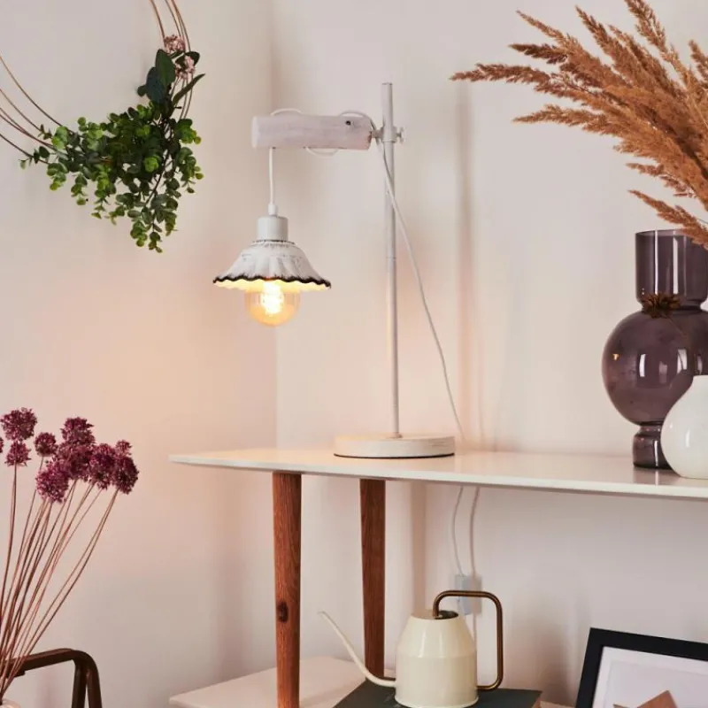 Luminaires Rustiques-hofstein Lampe de table Lomas Blanc, 1 lumière