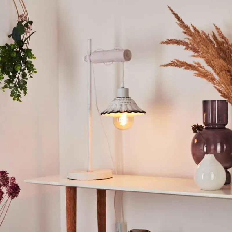 Luminaires Rustiques-hofstein Lampe de table Lomas Blanc, 1 lumière