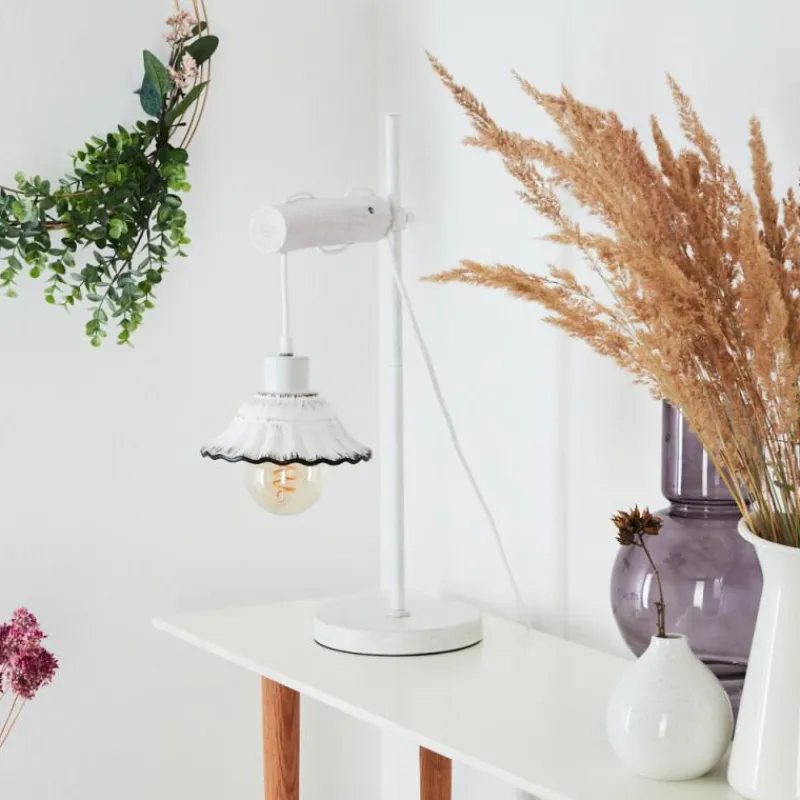 Luminaires Rustiques-hofstein Lampe de table Lomas Blanc, 1 lumière