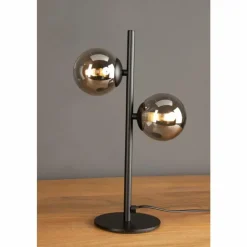 Suspension Verre Fumé-Luce Design Lampe de table NEPTUN Noir, 2 lumières