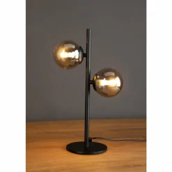 Suspension Verre Fumé-Luce Design Lampe de table NEPTUN Noir, 2 lumières