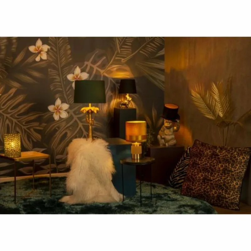 Lampes En Tissu-Luminaires Lucide Lampe de table Lucide COCONUT Or, Laiton, 1 lumière