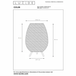 Luminaires Rustiques-Luminaires Lucide Lampe de table Lucide COLIN Écru, 1 lumière