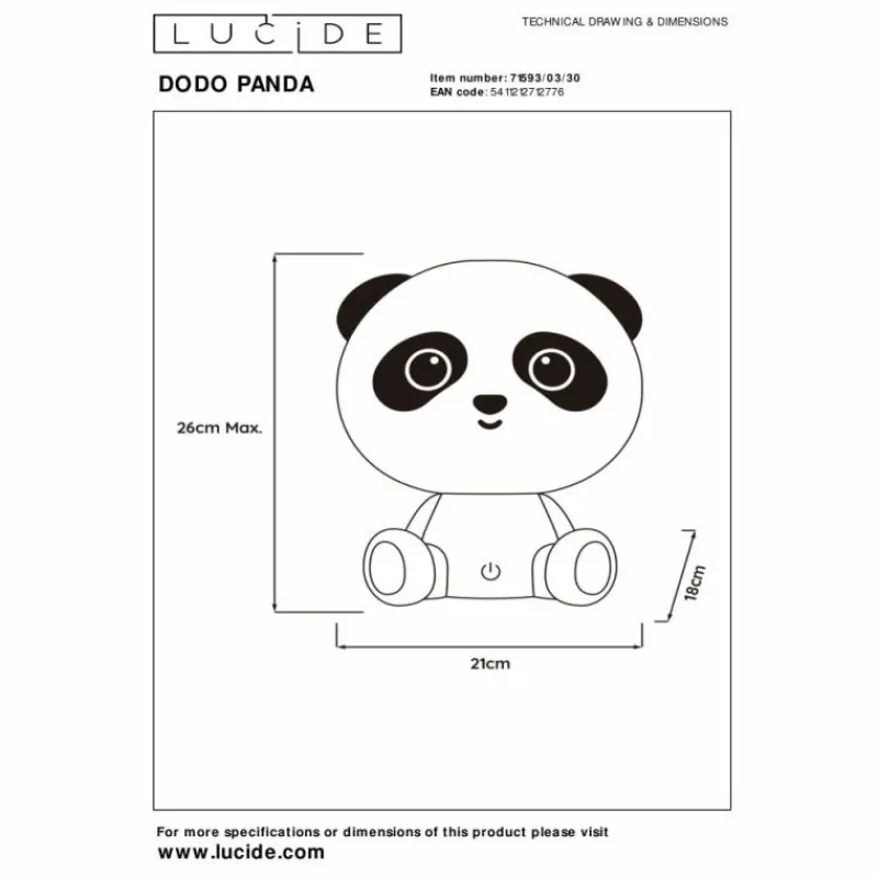Luminaires Lucide Lampe de table Lucide DODO PANDA LED Noir, 1 lumière* Éclairage Led