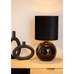 Lampes En Tissu-Luminaires Lucide Lampe de table Lucide ESTERAD Noir, 1 lumière