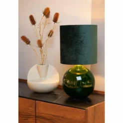 Lampes En Tissu-Luminaires Lucide Lampe de table Lucide ESTERAD Vert, 1 lumière
