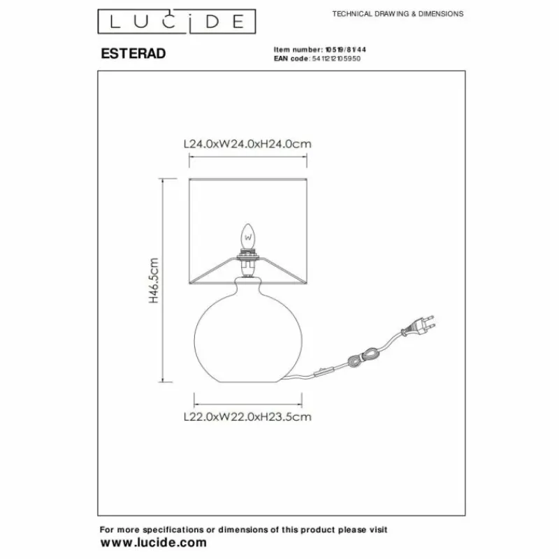 Lampes En Tissu-Luminaires Lucide Lampe de table Lucide ESTERAD Ocre, 1 lumière