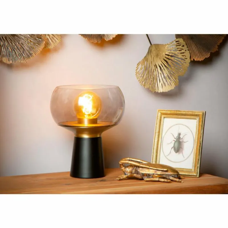 Suspension Verre Fumé-Luminaires Lucide Lampe de table Lucide FARRIS Noir, 1 lumière