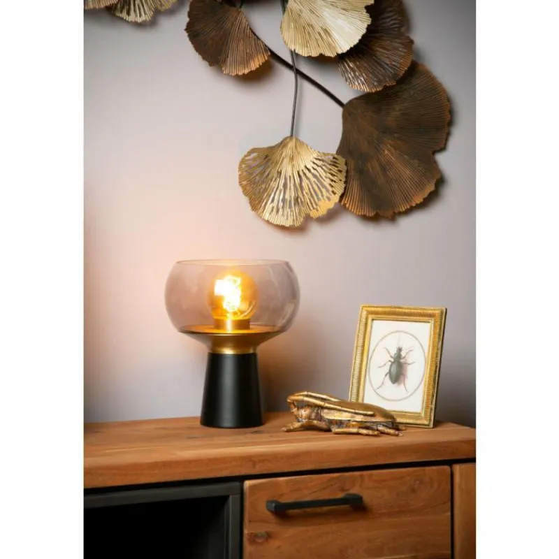 Suspension Verre Fumé-Luminaires Lucide Lampe de table Lucide FARRIS Noir, 1 lumière