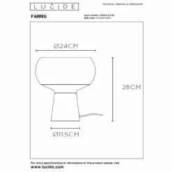 Suspension Verre Fumé-Luminaires Lucide Lampe de table Lucide FARRIS Noir, 1 lumière