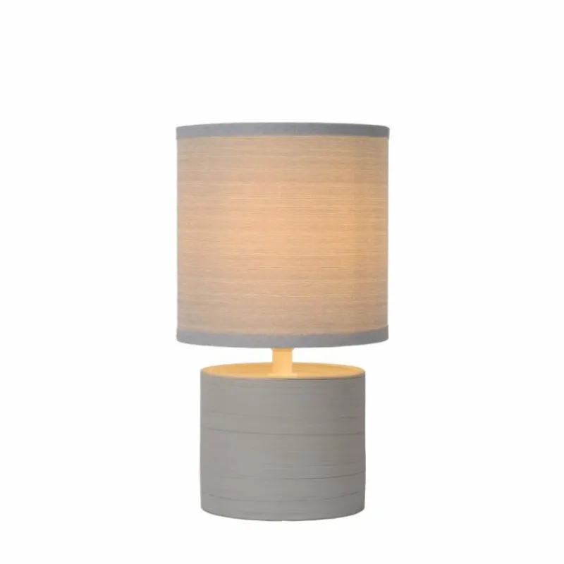 Lampes En Tissu-Luminaires Lucide Lampe de table Lucide GREASBY Gris, 1 lumière