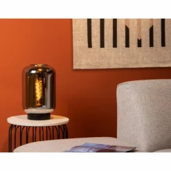 Suspension Verre Fumé-Luminaires Lucide Lampe de table Lucide JOANET Noir, 1 lumière