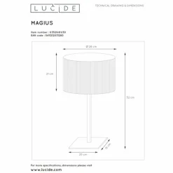 Luminaires Scandinaves-Luminaires Lucide Lampe de table Lucide MAGIUS Noir, 1 lumière