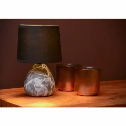 Lampes En Tissu-Luminaires Lucide Lampe de table Lucide MARMO Aspect marbre, 1 lumière