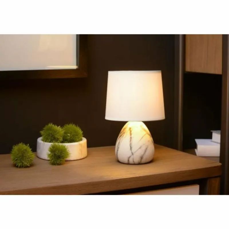 Lampes En Tissu-Luminaires Lucide Lampe de table Lucide MARMO Aspect marbre, 1 lumière