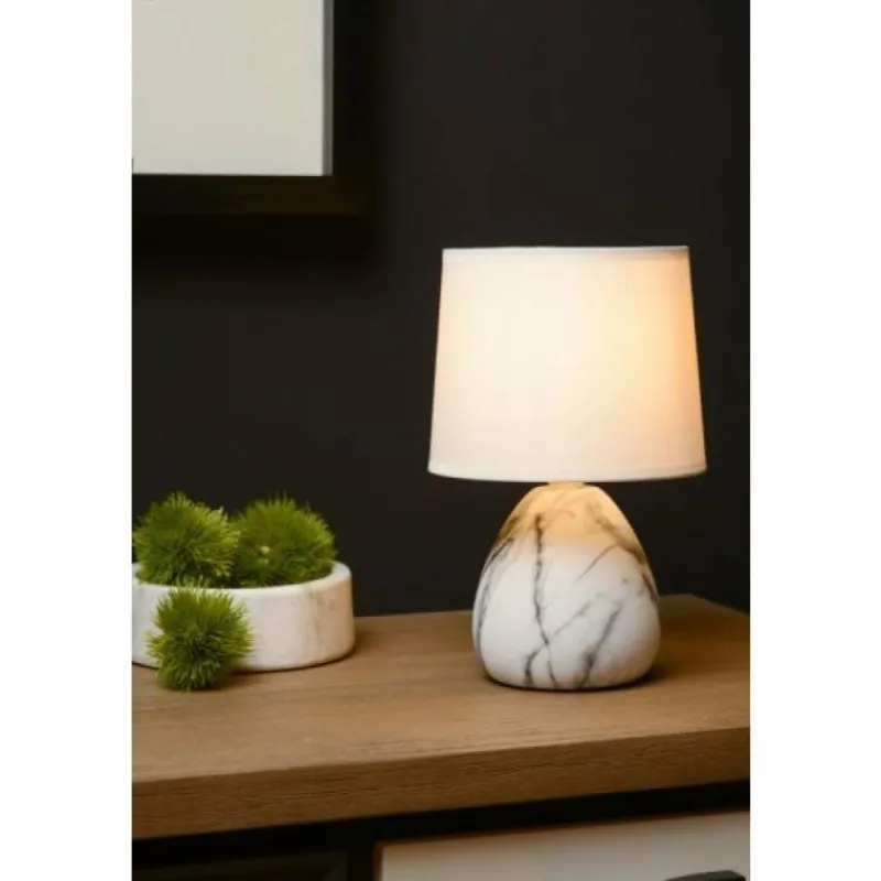 Lampes En Tissu-Luminaires Lucide Lampe de table Lucide MARMO Aspect marbre, 1 lumière