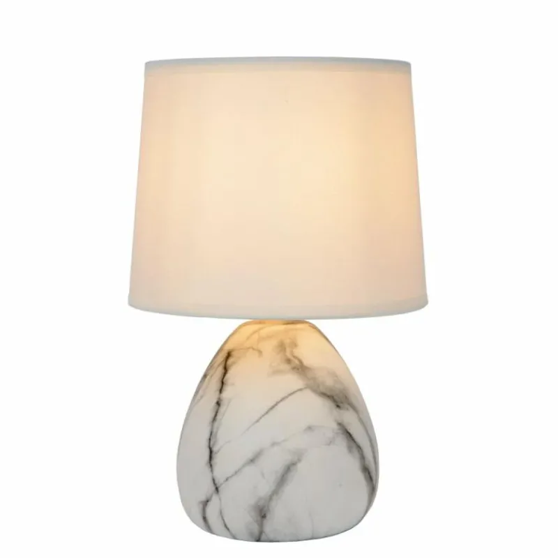 Lampes En Tissu-Luminaires Lucide Lampe de table Lucide MARMO Aspect marbre, 1 lumière