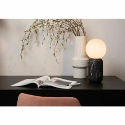 Luminaires Lucide Lampe de table Lucide MARBOL Aspect marbre, Noir, 1 lumière
