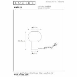Suspension Verre Fumé-Luminaires Lucide Lampe de table Lucide MARIUS Noir, 1 lumière