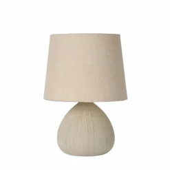 Lampes En Tissu-Luminaires Lucide Lampe de table Lucide RAMZI Beige, 1 lumière