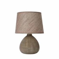 Lampes En Tissu-Luminaires Lucide Lampe de table Lucide RAMZI Brun, 1 lumière