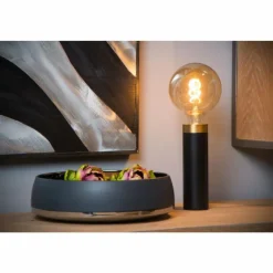 Luminaires Scandinaves-Luminaires Lucide Lampe de table Lucide SELIN Noir, 1 lumière