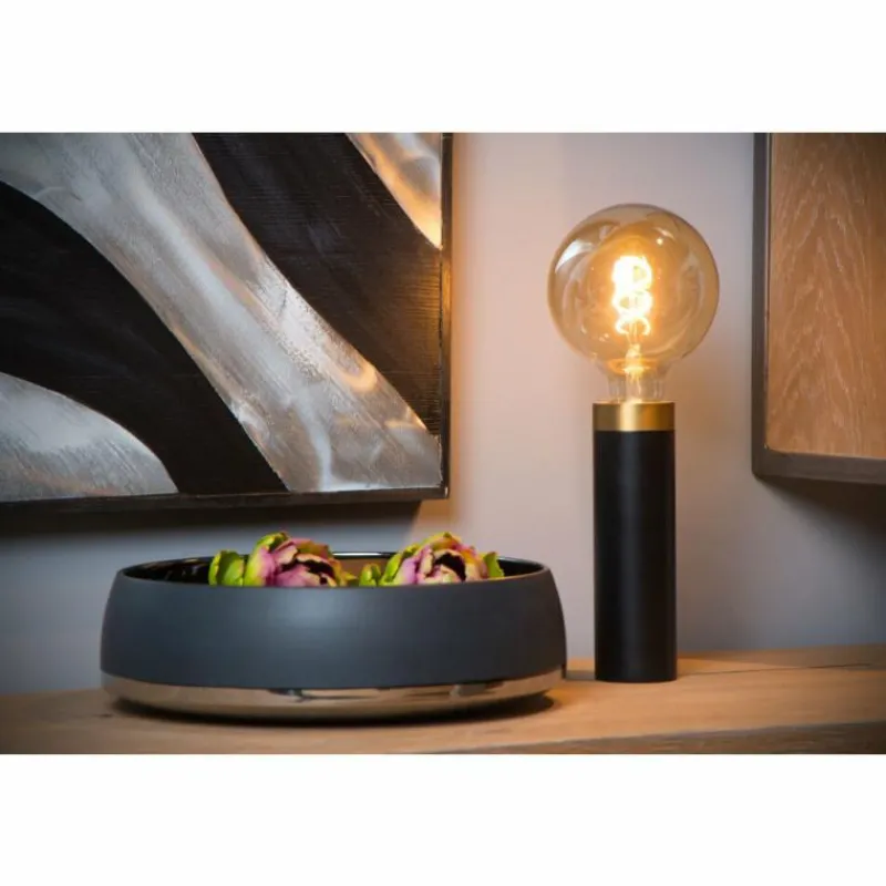 Luminaires Scandinaves-Luminaires Lucide Lampe de table Lucide SELIN Noir, 1 lumière