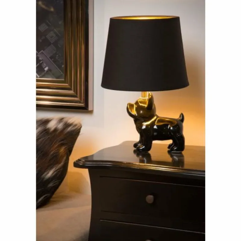 Lampes En Tissu-Luminaires Lucide Lampe de table Lucide SIR WINSTON Noir, 1 lumière