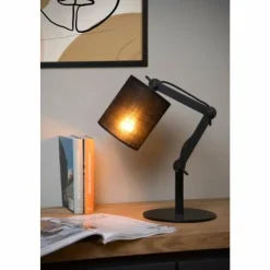 Lampes En Tissu-Luminaires Lucide Lampe de table Lucide TAMPA Noir, 1 lumière