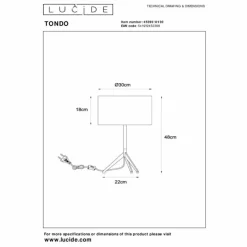 Lampes En Tissu-Luminaires Lucide Lampe de table Lucide TONDO Noir, 1 lumière