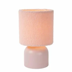Lampes En Tissu-Luminaires Lucide Lampe de table Lucide WOOLLY Rose, 1 lumière
