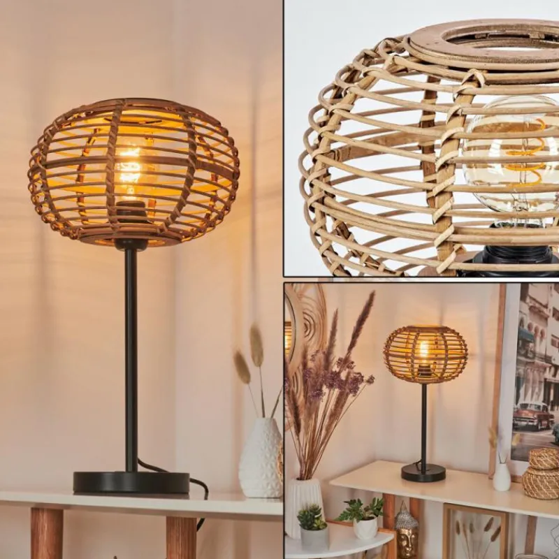 Style Boho-Chic-hofstein Lampe de table Manteau Noir, 1 lumière
