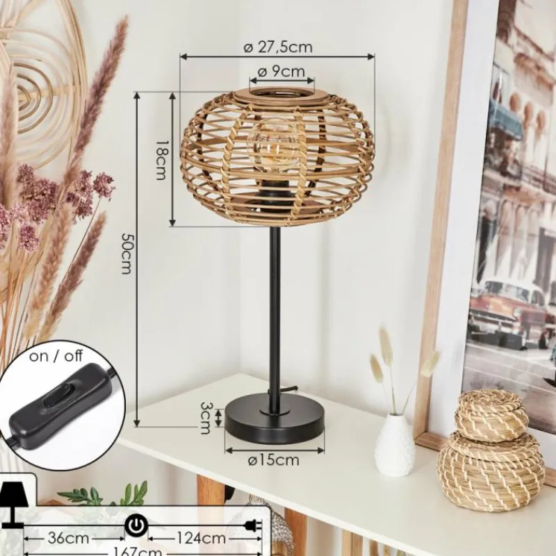 Style Boho-Chic-hofstein Lampe de table Manteau Noir, 1 lumière