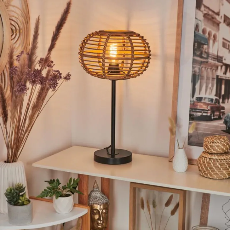 Style Boho-Chic-hofstein Lampe de table Manteau Noir, 1 lumière