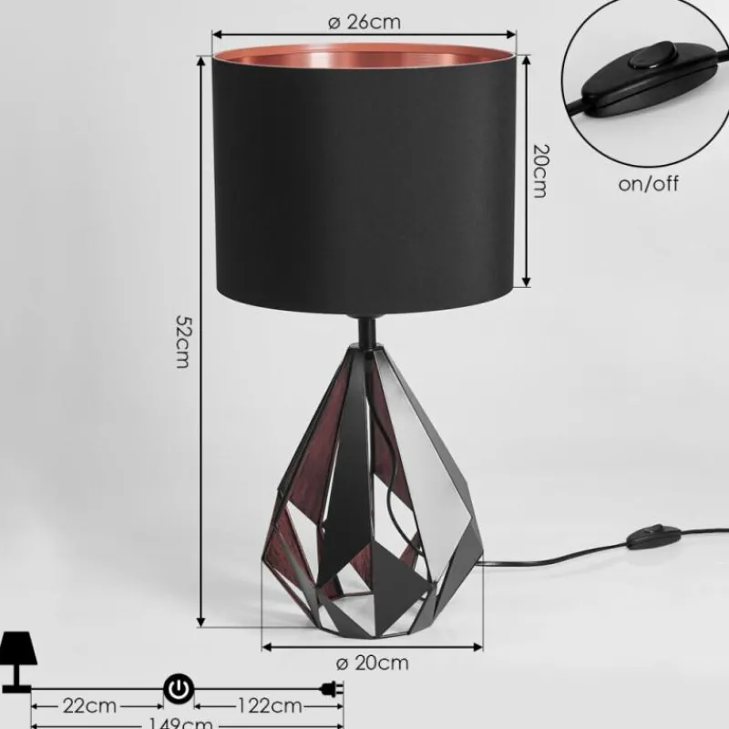 Lampes En Tissu-hofstein Lampe de table Marang Cuivre, Noir, 1 lumière