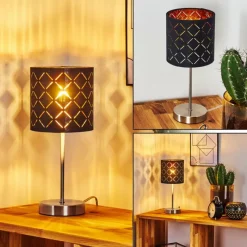 Lampes En Tissu-hofstein Lampe de table Meldal Nickel mat, Noir, 1 lumière