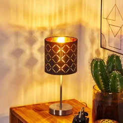 Lampes En Tissu-hofstein Lampe de table Meldal Nickel mat, Noir, 1 lumière