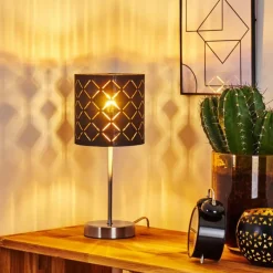 Lampes En Tissu-hofstein Lampe de table Meldal Nickel mat, Noir, 1 lumière