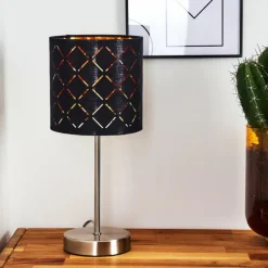 Lampes En Tissu-hofstein Lampe de table Meldal Nickel mat, Noir, 1 lumière