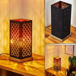 Lampes En Tissu-hofstein Lampe de table Meldal Nickel mat, Noir, 1 lumière