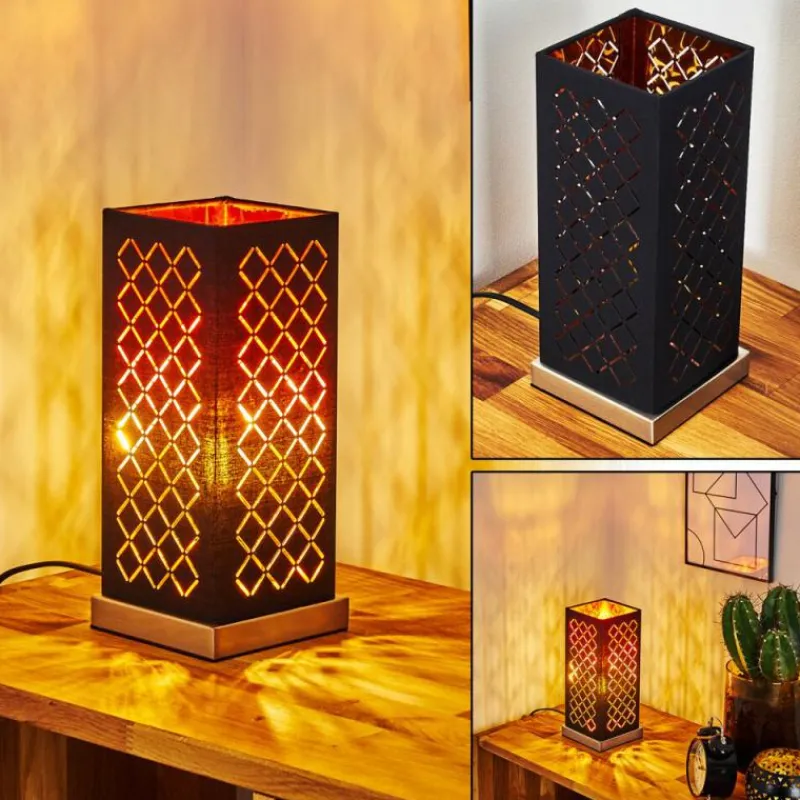 Lampes En Tissu-hofstein Lampe de table Meldal Nickel mat, Noir, 1 lumière