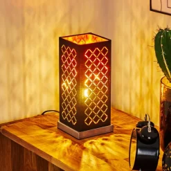 Lampes En Tissu-hofstein Lampe de table Meldal Nickel mat, Noir, 1 lumière