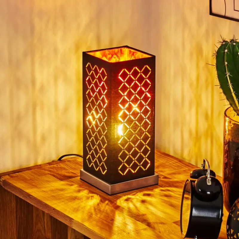 Lampes En Tissu-hofstein Lampe de table Meldal Nickel mat, Noir, 1 lumière