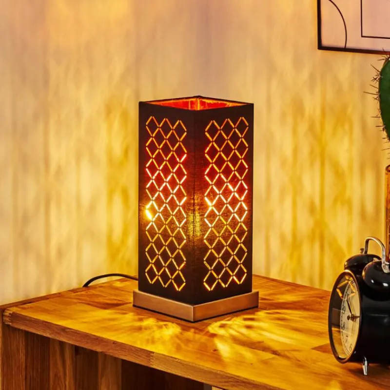 Lampes En Tissu-hofstein Lampe de table Meldal Nickel mat, Noir, 1 lumière