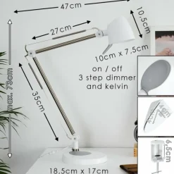 hofstein Lampe de table Mildura LED Blanc, 1 lumière* Lampes À Poser