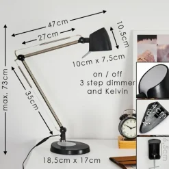 hofstein Lampe de table Mildura LED Noir, Blanc, 1 lumière* Lampes À Poser