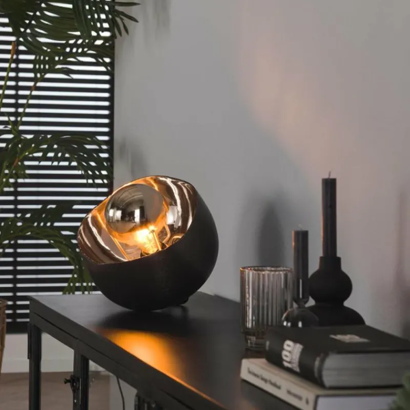 hofstein Lampe de table Mirror Nickel mat, Noir, 1 lumière