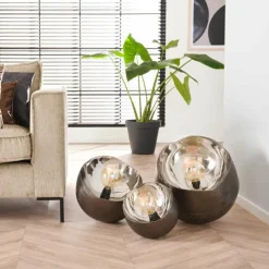 hofstein Lampe de table Mirror Nickel mat, Noir, 1 lumière