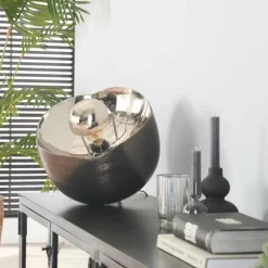 hofstein Lampe de table Mirror Nickel mat, Noir, 1 lumière* Lampes À Poser