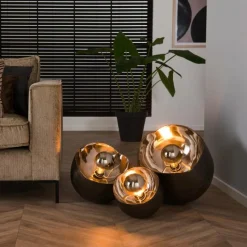 hofstein Lampe de table Mirror Nickel mat, Noir, 1 lumière* Lampes À Poser